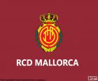 Gerçek Club Deportivo Mallorca kırmızı arka plan ile bayrağı